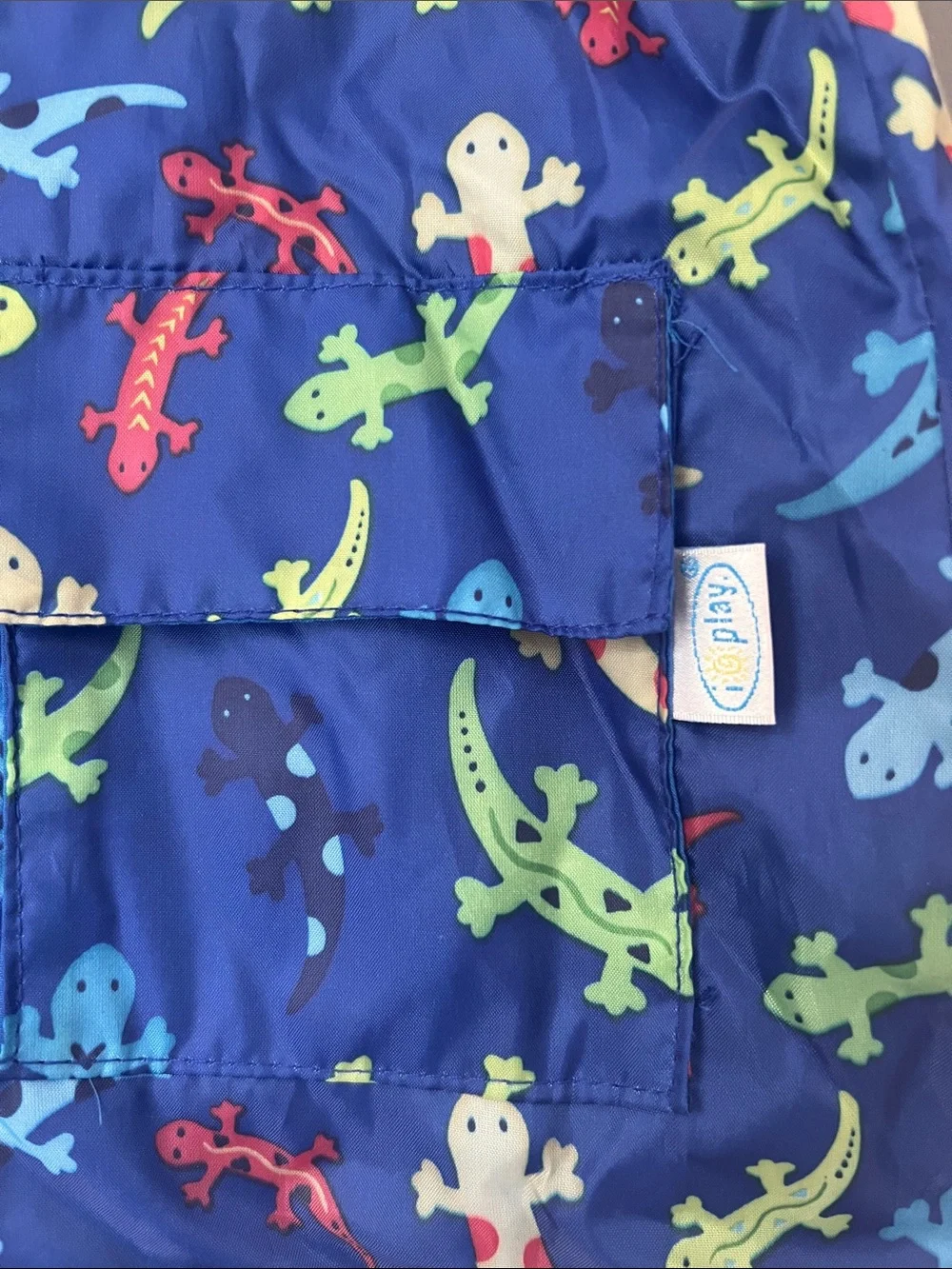 Navy Blue Lizard-Print Hooded Kids Raincoat